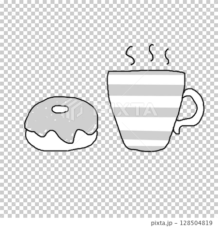 Coffee and donuts monochrome Coffee and donuts monochrome 128504819