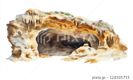Carlsbad Caverns National Park. Carlsbad Caverns National Park hand drawn watercolor illustration 128505755
