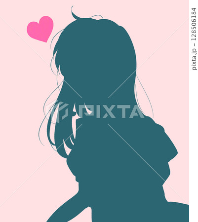セーラー服の女子学生　夏服　影絵　恋 128506184