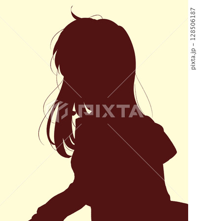 セーラー服の女子学生 冬服 影絵 セーラー服の女子学生 冬服 影絵 128506187