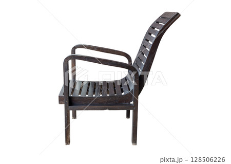 Side View of old vintage wooden chair isolated on white background 128506226
