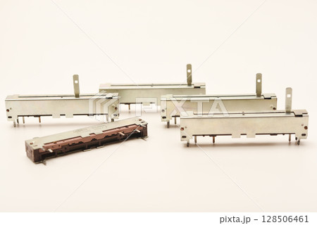 Slider potentiometers. Variable resistors. Devices for voltage changes. Slider potentiometers. Variable resistors. Devices for voltage changes. 128506461