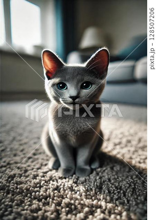 猫 ロシアンブルー 猫 ロシアンブルー 128507206