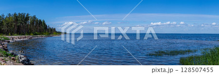 The spring landscapes on the Kiev Sea showcase blooming nature, calm waters, and a refreshing atmosphere perfect for seasonal relaxation in Kyiv, Ukraine The spring landscapes on the Kiev Sea showcase blooming nature, calm waters, and a refreshing atmosphere perfect for seasonal relaxation in Kyiv, Ukraine 128507455