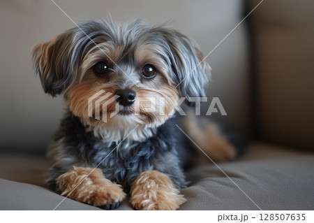 Puppy companionship and emotional support during seasonal celebrations copy space 128507635