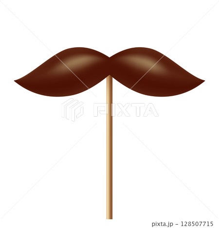 Vector 3d Realistic Brown Mustache Prop on Stick, Isolated. Simple Mustache for Party, Photo Booth, Masquerade, Costume, Funny Carnival, Cosplay, Hipster Style Vector 3d Realistic Brown Mustache Prop on Stick, Isolated. Simple Mustache for Party, Photo Booth, Masquerade, Costume, Funny Carnival, Cosplay, Hipster Style 128507715