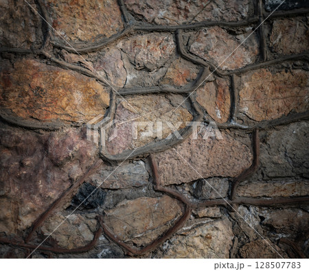 Wall with old stones, vintage, grunge style Wall with old stones, vintage, grunge style 128507783