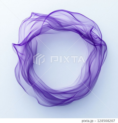 Abstract ring of translucent purple waves on a light background. Generative AI 128508207