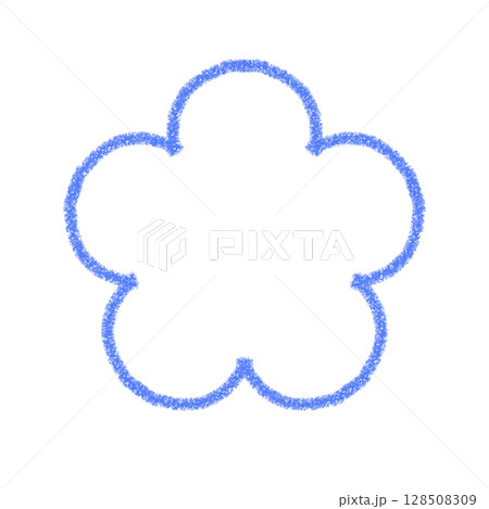 かわいい手書きの花形シルエット イラスト 青色 イラスト 素材 アイコン クレヨン風 かわいい手書きの花形シルエット イラスト 青色 イラスト 素材 アイコン クレヨン風 128508309