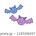 かわいいコウモリのイラスト（ハロウィン素材） 128508497