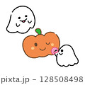 お仕度中のおばけとかぼちゃのイラスト（ハロウィン素材） 128508498