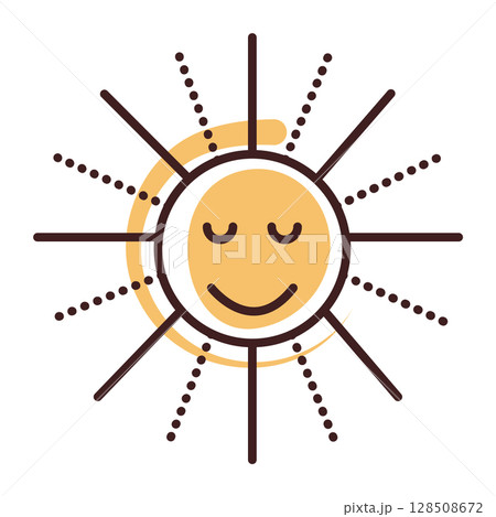 Cute groovy sun, the symbol of summer, vector color illustration 128508672