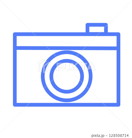 シンプルな青いカメラのアイコン　イラスト　素材 128508714