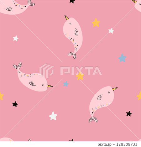 kids vector pattern with narwhal kids vector pattern with narwhal 128508733