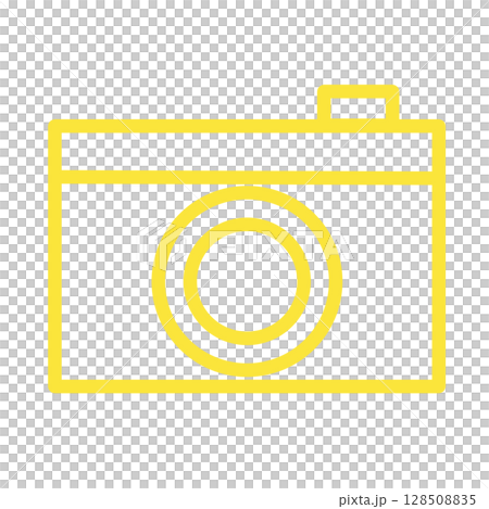 シンプルな黄色のカメラのアイコン イラスト 素材 シンプルな黄色のカメラのアイコン イラスト 素材 128508835
