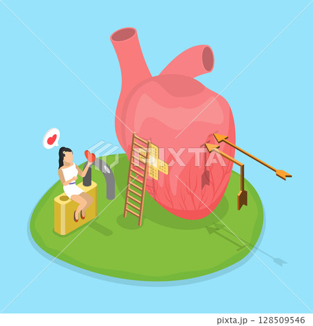 3D Isometric Flat Vector Illustration of Avoidant Attachment in a Relationship, A Delicate And Fragile Concept 3D Isometric Flat Vector Illustration of Avoidant Attachment in a Relationship, A Delicate And Fragile Concept 128509546