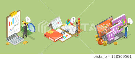 3D Isometric Flat Vector Illustration of Customer Relationship Management, Business Finance Concepts Set 3D Isometric Flat Vector Illustration of Customer Relationship Management, Business Finance Concepts Set 128509561