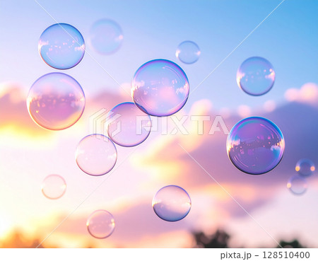Dreamy Bubbles Floating in the Sky 128510400