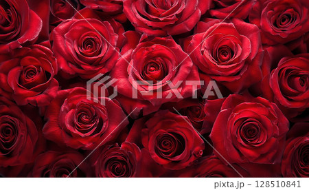 Luxurious red roses arranged beautifully, creating romantic atmosphere 128510841