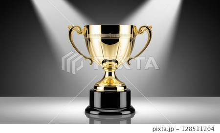 trophy on pedestal illuminated by spotlights symbolizes success and achievement, creating dramatic and inspiring scene trophy on pedestal illuminated by spotlights symbolizes success and achievement, creating dramatic and inspiring scene 128511204