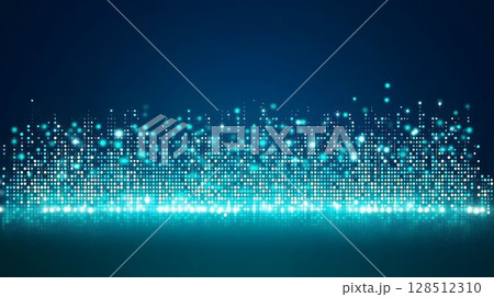 Blurred cityscape night view teal and blue skyline background 128512310