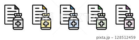イラストアイコン素材セット：薬剤マークドキュメントファイル223 128512459