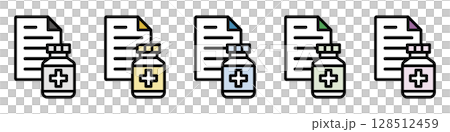 イラストアイコン素材セット：薬剤マークドキュメントファイル223 128512459
