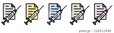 イラストアイコン素材セット：注射器マークドキュメントファイル254 128512490