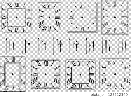 8 種方形時鐘和羅馬數字指針錶盤 128512540