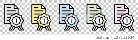 Illustration icon material set: Medal mark document file 324 128512634