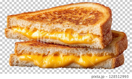 Deliciously Golden Grilled Cheese Sandwich with Melted Cheese in Crispy Toasted Bread Layers Deliciously Golden Grilled Cheese Sandwich with Melted Cheese in Crispy Toasted Bread Layers 128512993