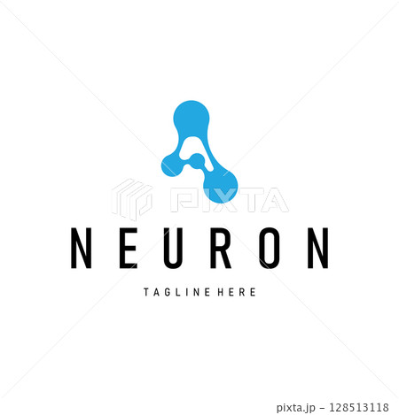 minimalist neuron logo design with cell silhouette dna neuron atom illustration symbol template 128513118
