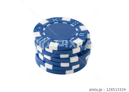 透明背景（png）にブルーのポーカーチップ 128513324