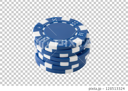 透明背景（png）にブルーのポーカーチップ 128513324