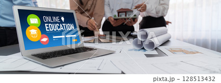 E-learning website with brisk sofware for student to study on the internet 128513432