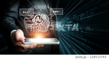 Human interact with AI artificial intelligence virtual assistant FaaS Human interact with AI artificial intelligence virtual assistant FaaS 128513743