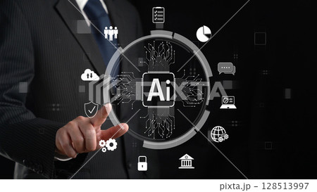 Human interact with AI artificial intelligence brain process generative AI FaaS Human interact with AI artificial intelligence brain process generative AI FaaS 128513997
