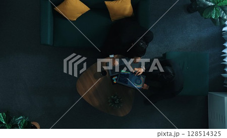 Top view of smart business people analyze data and financial graph. Directorate. 128514325