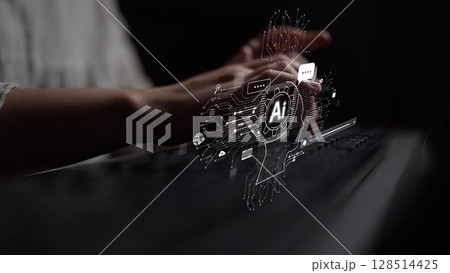 AI Brain Processing Data with Generative Artificial Intelligence Concept Muxer 128514425