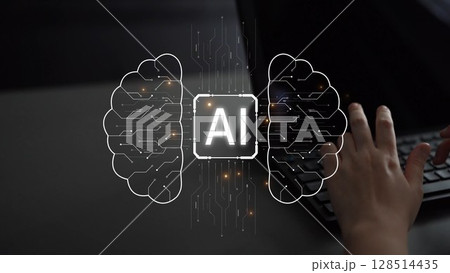 AI Brain Processing Data with Generative Artificial Intelligence Concept Muxer 128514435