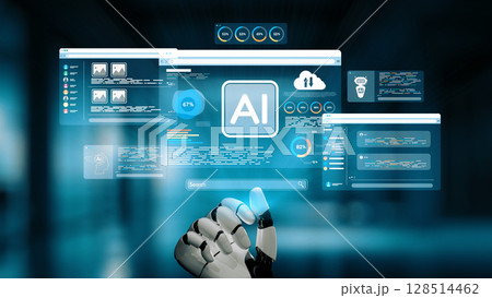AI Brain Processing Data with Generative Artificial Intelligence Concept Epoch 128514462