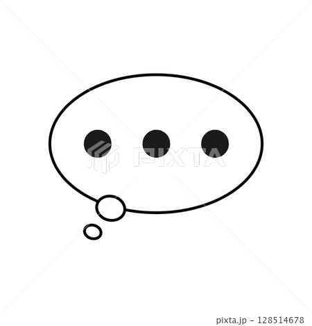 無言を示す三点リーダーの吹き出しイラスト素材 128514678
