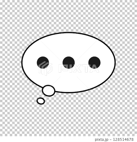 無言を示す三点リーダーの吹き出しイラスト素材 128514678