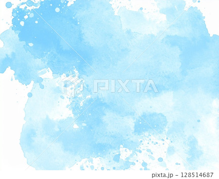 淡い水彩画の水色背景 128514687