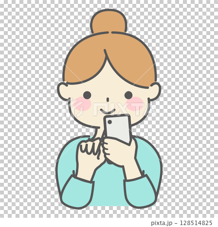 スマホを操作する若い女性 128514825