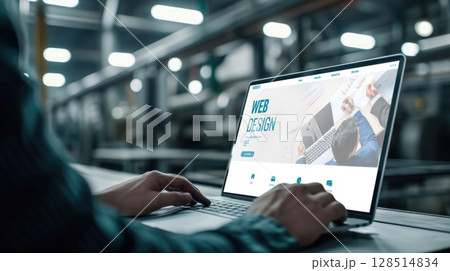 Website design software provide brisk template for online retail business 128514834