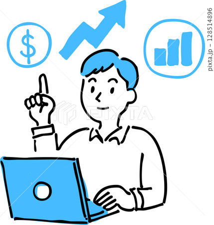 資産運用を考える若い男性 資産運用を考える若い男性 128514896