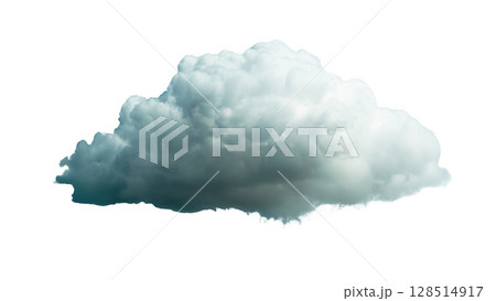 Fluffy gray cloud on white background, created with AI, PNG Fluffy gray cloud on white background, created with AI, PNG 128514917