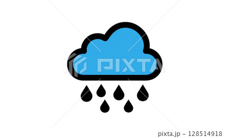 Blue cloud with raindrops falling from it, created with AI, PNG 128514918