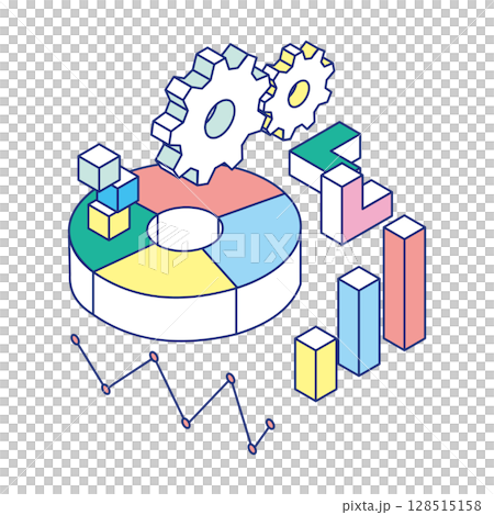 Gears and graphs that turn learning | Isometric illustration of analysis of STEAM education Gears and graphs that turn learning | Isometric illustration of analysis of STEAM education 128515158